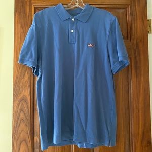 Blue polo with vineyard vines flag whale